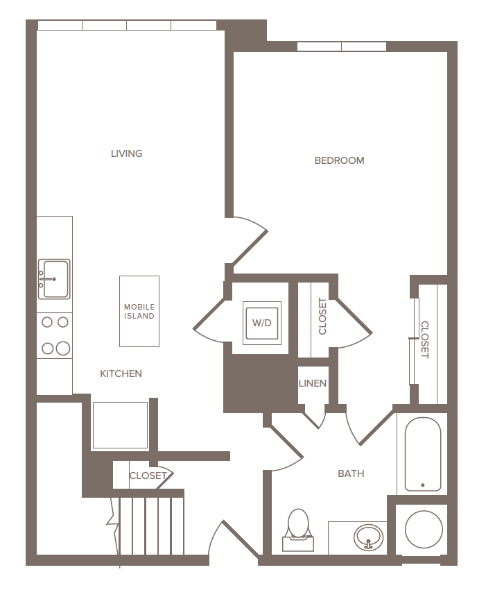 Floorplan for Apartment #1103, 1 bedroom unit at Halstead Parsippany